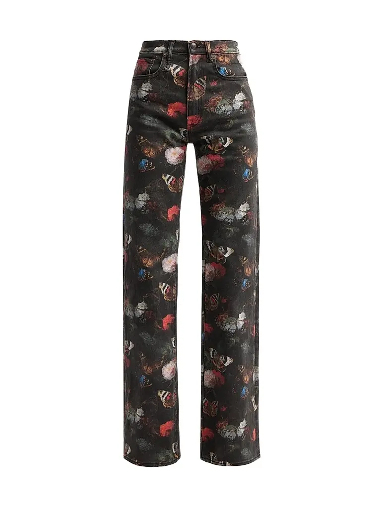 R13 Women's Jane Printed Jeans - Pink Stretch Floral Butterfly - Size 31 | Image 1 R13 Women's Jane Printed Jeans - Pink Stretch Floral Butterfly - Size 31 | Image 1