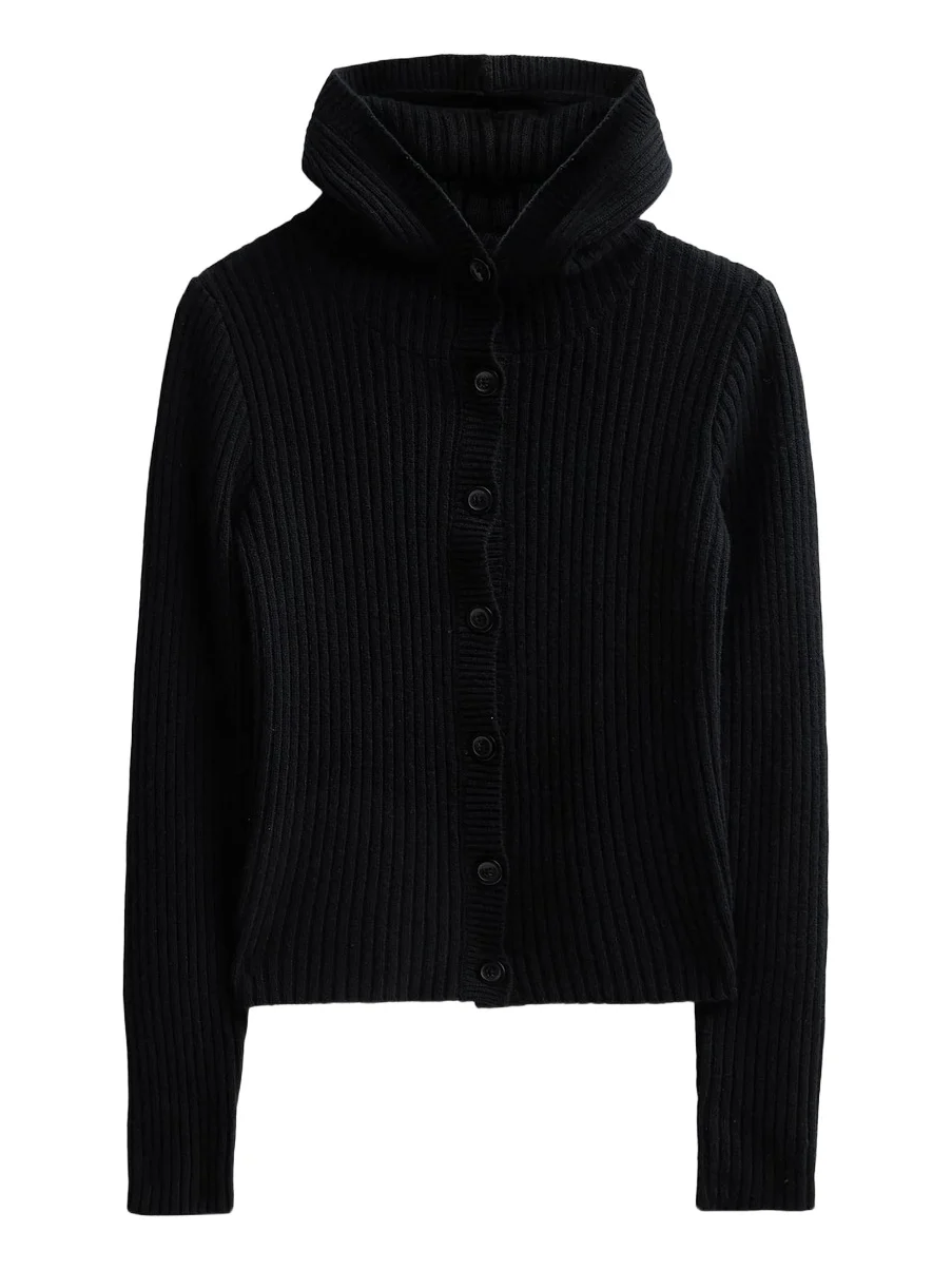 R13 Women's Ribbed Hooded Skinny Cardigan