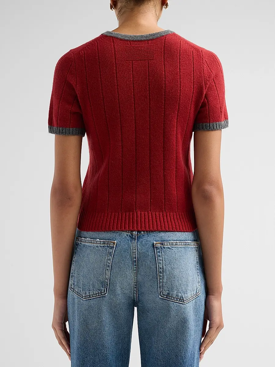 Guest In Residence Women's Rib Ringer Cashmere T-Shirt | Thumbnail 3 Guest In Residence Women's Rib Ringer Cashmere T-Shirt | Thumbnail 3