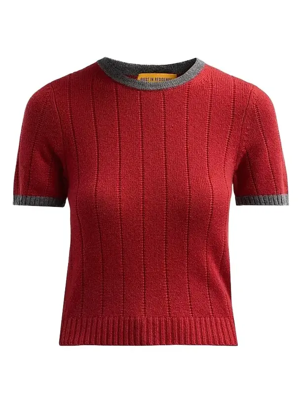 Women's Rib Ringer Cashmere T-Shirt Women's Rib Ringer Cashmere T-Shirt