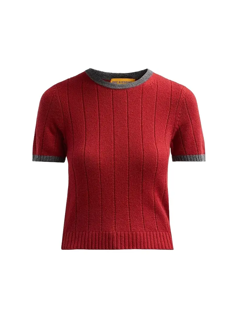 Women's Rib Ringer Cashmere T-Shirt Women's Rib Ringer Cashmere T-Shirt