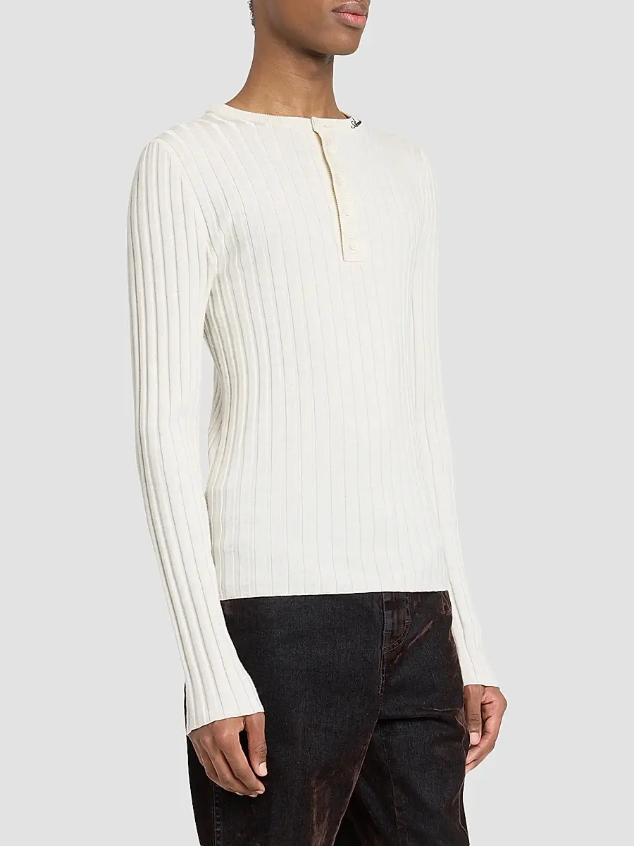 AMIRI Men's Logo Script Knit Henley Top | Thumbnail 4 AMIRI Men's Logo Script Knit Henley Top | Thumbnail 4