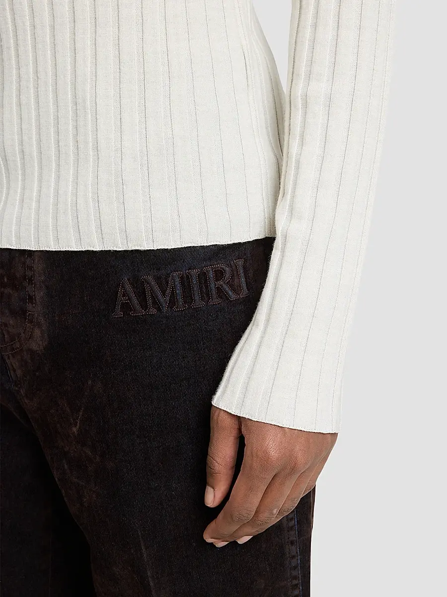 AMIRI Men's Logo Script Knit Henley Top | Thumbnail 5 AMIRI Men's Logo Script Knit Henley Top | Thumbnail 5