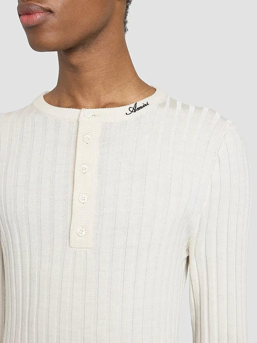 AMIRI Men's Logo Script Knit Henley Top | Thumbnail 6 AMIRI Men's Logo Script Knit Henley Top | Thumbnail 6
