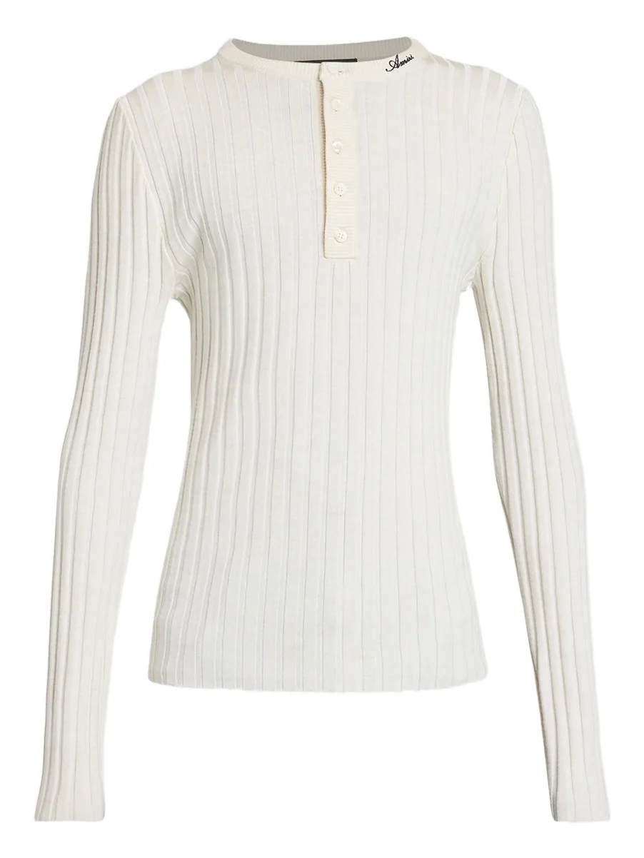 AMIRI Men's Logo Script Knit Henley Top