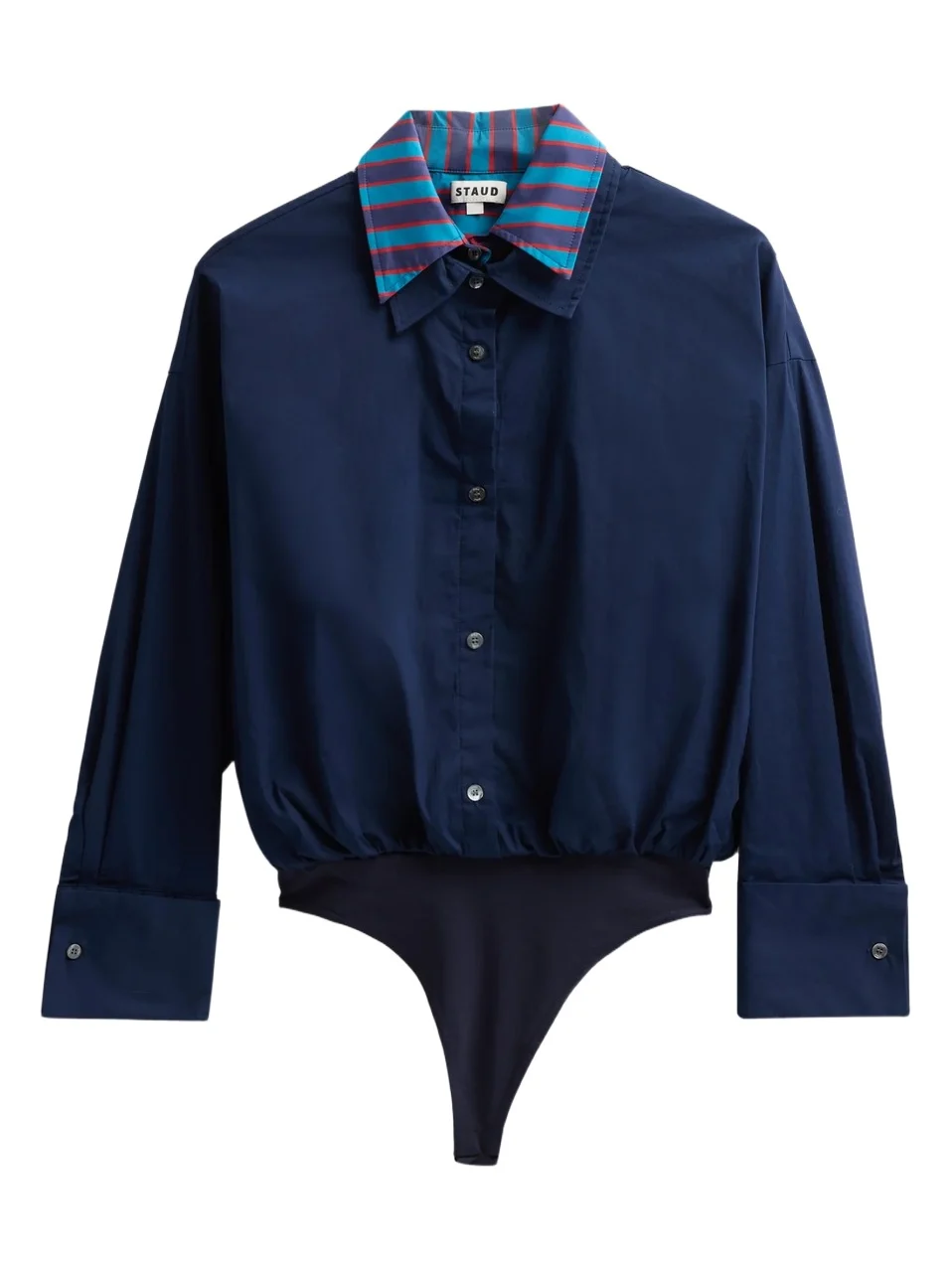 Staud Women's Uptown Stripe Collar Bodysuit