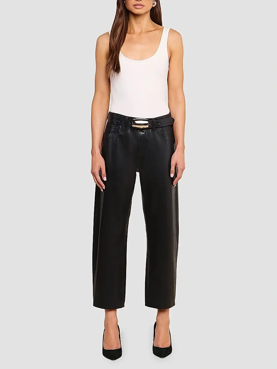 L'Agence Women's Mallis Coated High-Rise Barrel-Leg Jeans | Thumbnail 2 L'Agence Women's Mallis Coated High-Rise Barrel-Leg Jeans | Thumbnail 2