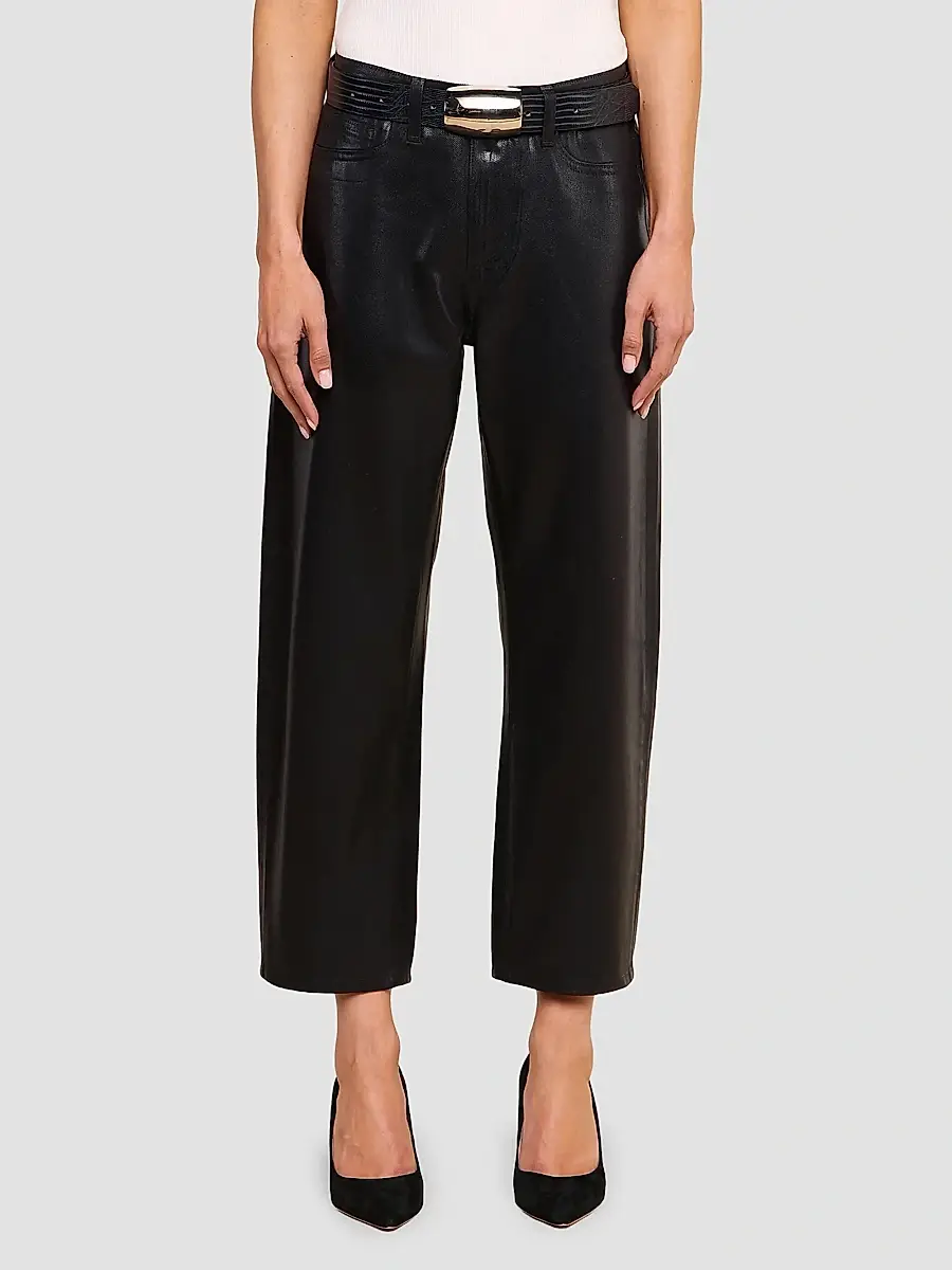 L'Agence Women's Mallis Coated High-Rise Barrel-Leg Jeans | Thumbnail 4 L'Agence Women's Mallis Coated High-Rise Barrel-Leg Jeans | Thumbnail 4