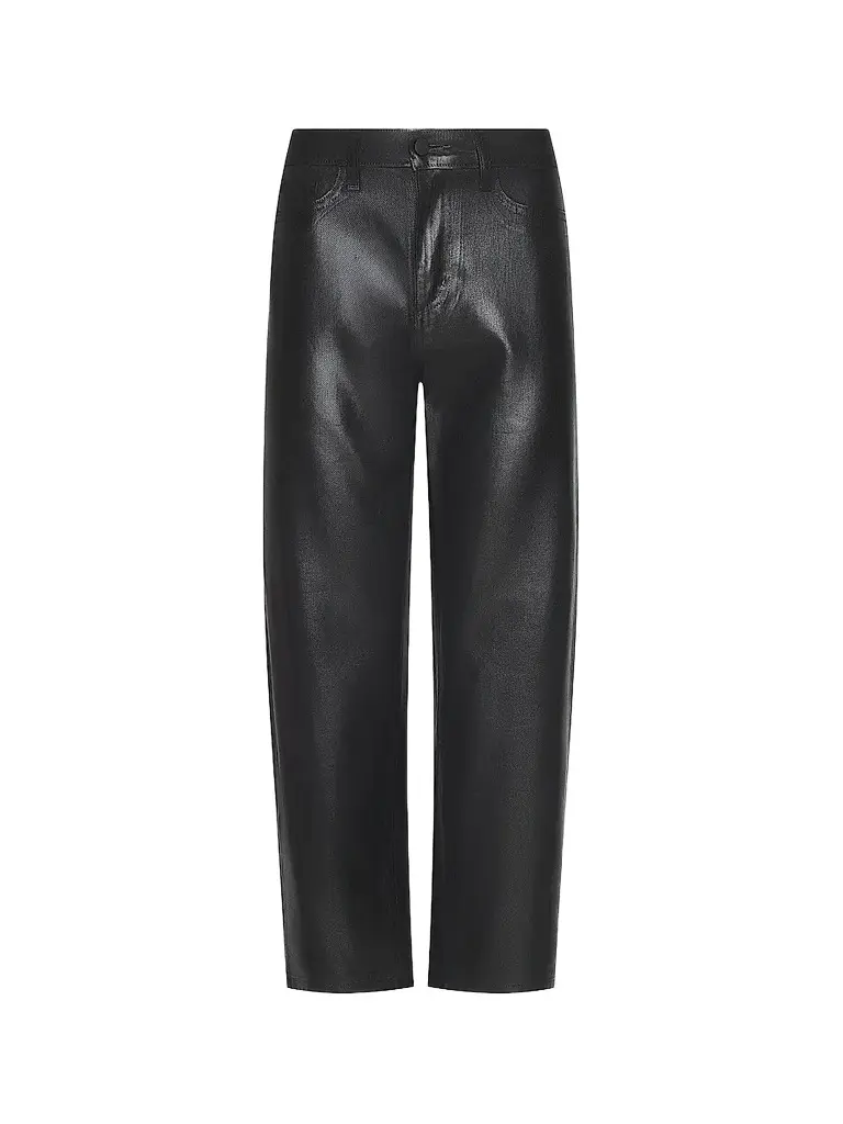 L'Agence Women's Mallis High-Rise Barrel-Leg Jeans - Noir Coated - Size 32 | Image 1 L'Agence Women's Mallis High-Rise Barrel-Leg Jeans - Noir Coated - Size 32 | Image 1