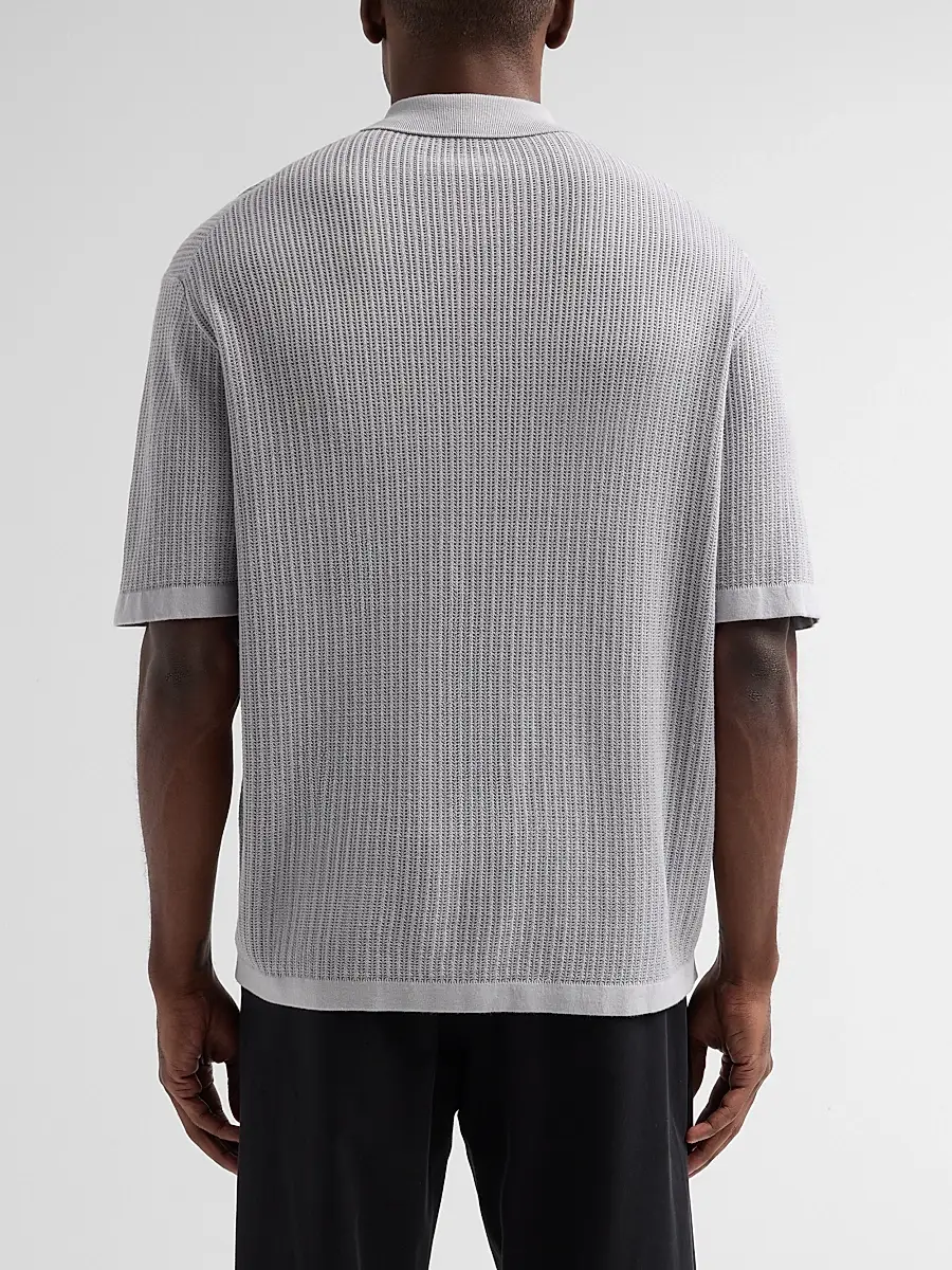 Theory Men's Textured Cotton Knit Short-Sleeve Shirt | Thumbnail 3 Theory Men's Textured Cotton Knit Short-Sleeve Shirt | Thumbnail 3