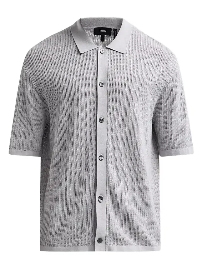 Men's Textured Cotton Knit Short-Sleeve Shirt Men's Textured Cotton Knit Short-Sleeve Shirt