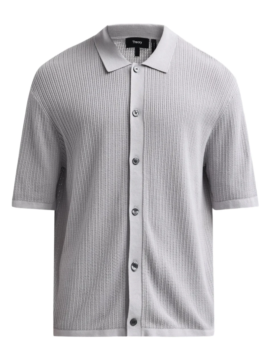 Men's Textured Cotton Knit Short-Sleeve Shirt