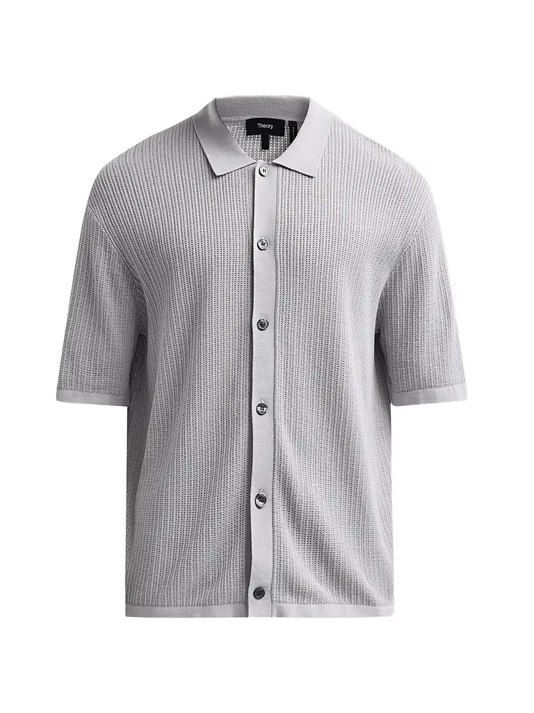 Theory Men's Textured Cotton Knit Short-Sleeve Shirt