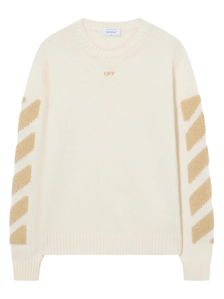 Off-White Men's Diag Arrow Fuzzy Knit Crewneck Sweater