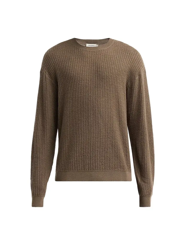 Frame Men's Textured Wool Crewneck Sweater - Soft Taupe - Size XL | Image 1 Frame Men's Textured Wool Crewneck Sweater - Soft Taupe - Size XL | Image 1