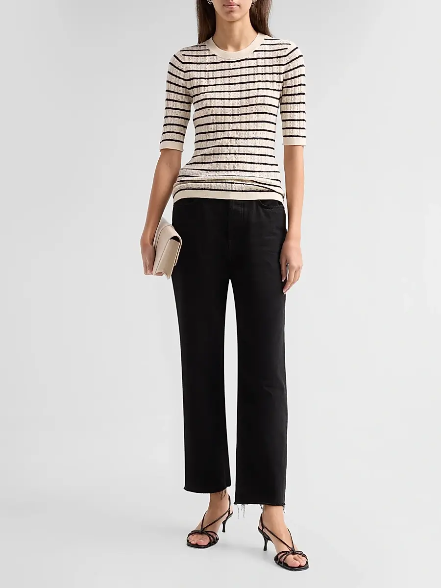 Frame Women's The Stripe Pointelle-Knit Top | Thumbnail 2 Frame Women's The Stripe Pointelle-Knit Top | Thumbnail 2