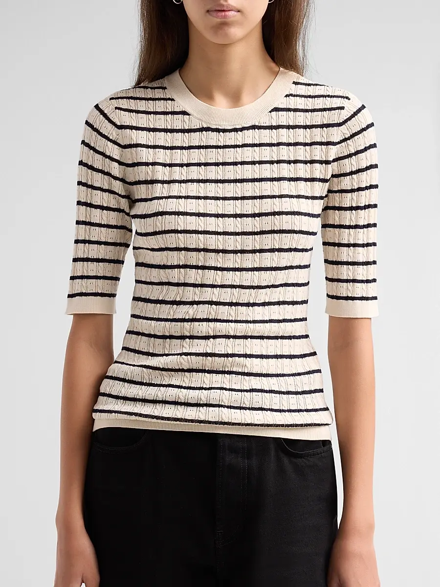 Frame Women's The Stripe Pointelle-Knit Top | Thumbnail 5 Frame Women's The Stripe Pointelle-Knit Top | Thumbnail 5
