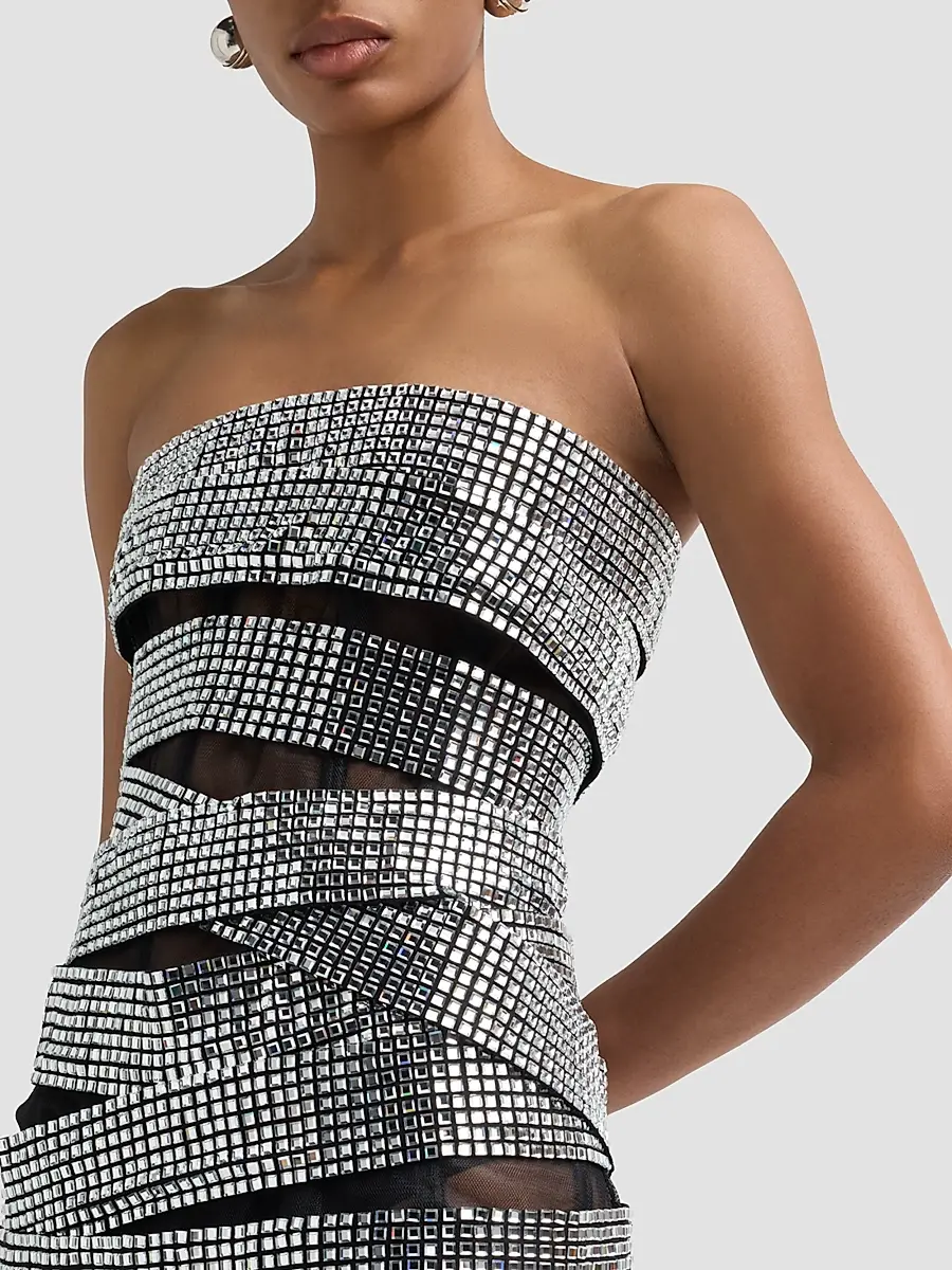 AREA Women's Disco Ball Mini Dress | Thumbnail 5