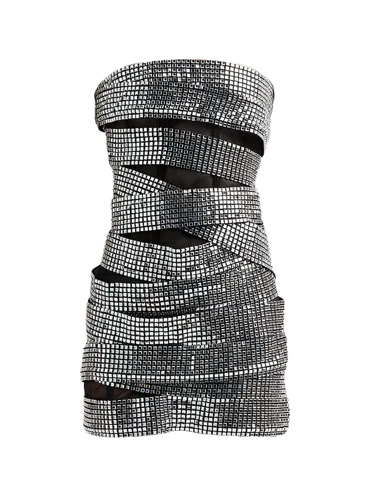 AREA Women's Disco Ball Mini Dress - Black | Image 1 AREA Women's Disco Ball Mini Dress - Black | Image 1