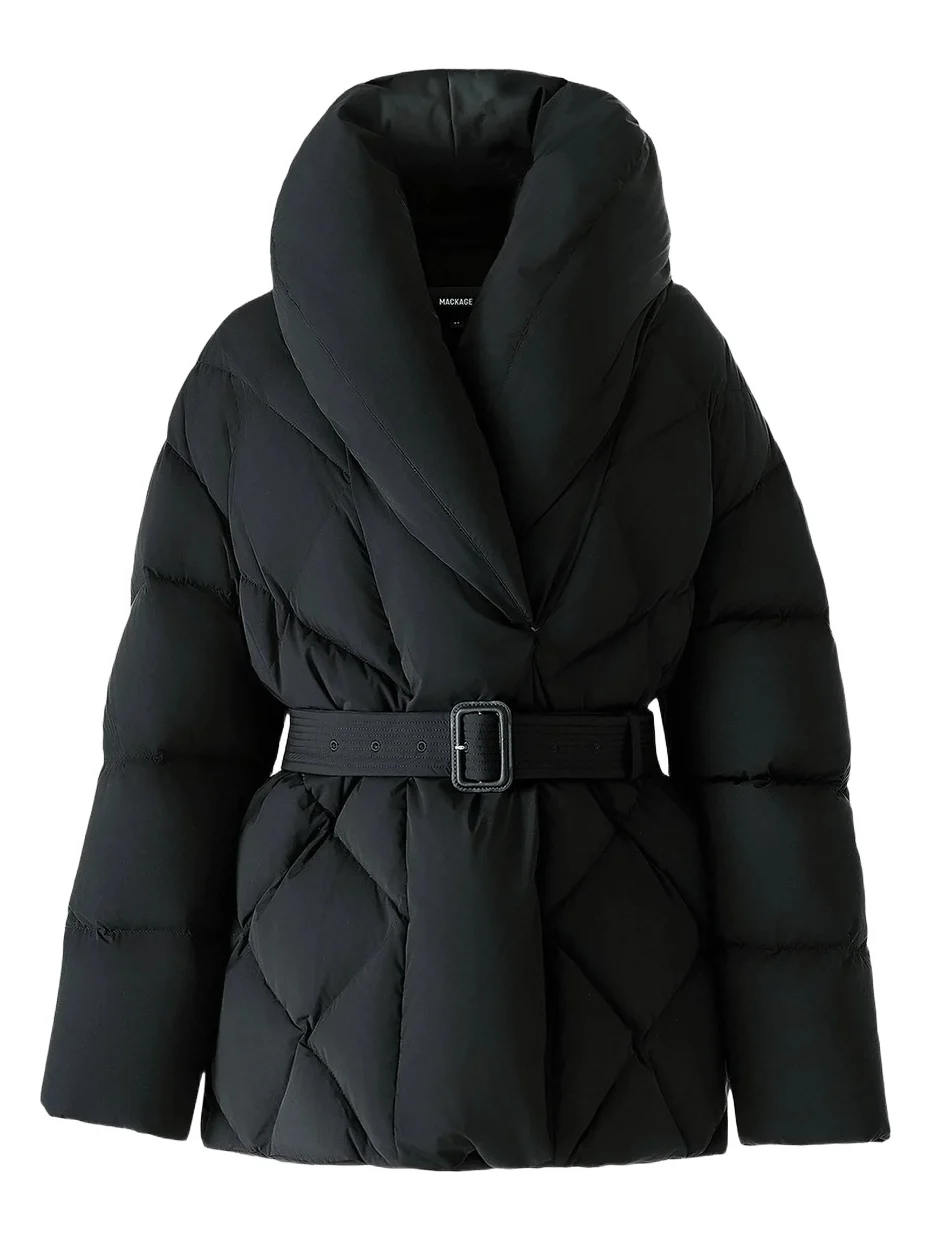 Women's Olive Down Belted Jacket