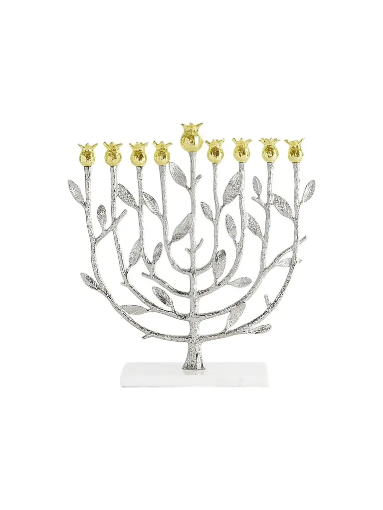 Michael Aram Pomegranate Silver & Gold Menorah | Image 1 Michael Aram Pomegranate Silver & Gold Menorah | Image 1