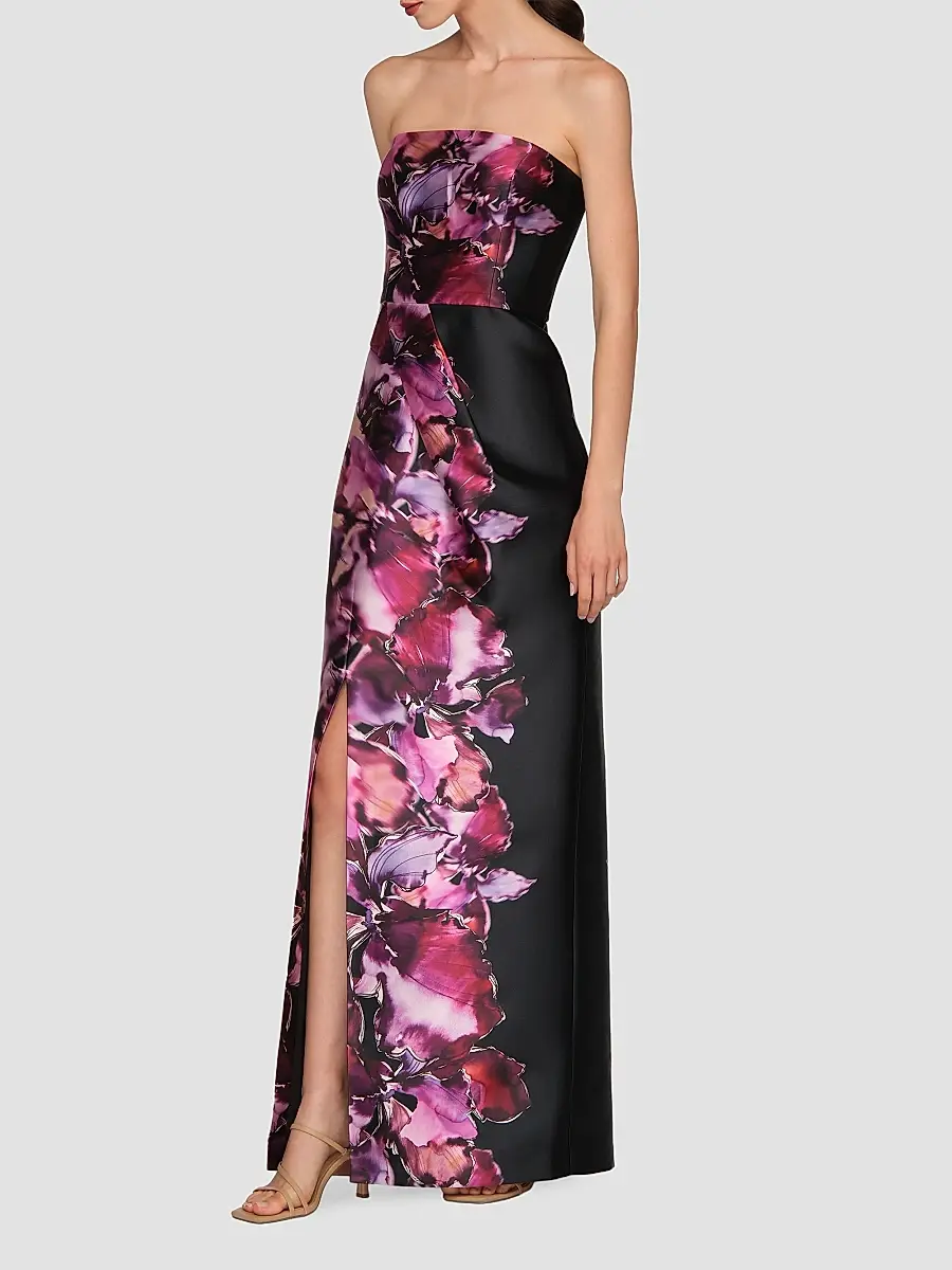 Kay Unger Women's Alana Floral Mikado Column Gown | Thumbnail 2 Kay Unger Women's Alana Floral Mikado Column Gown | Thumbnail 2