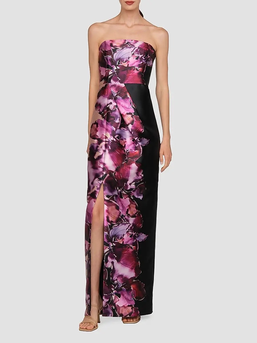 Kay Unger Women's Alana Floral Mikado Column Gown | Thumbnail 3 Kay Unger Women's Alana Floral Mikado Column Gown | Thumbnail 3