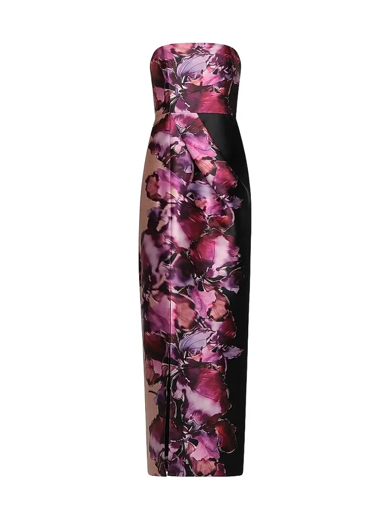 Kay Unger Women's Alana Floral Mikado Column Gown
