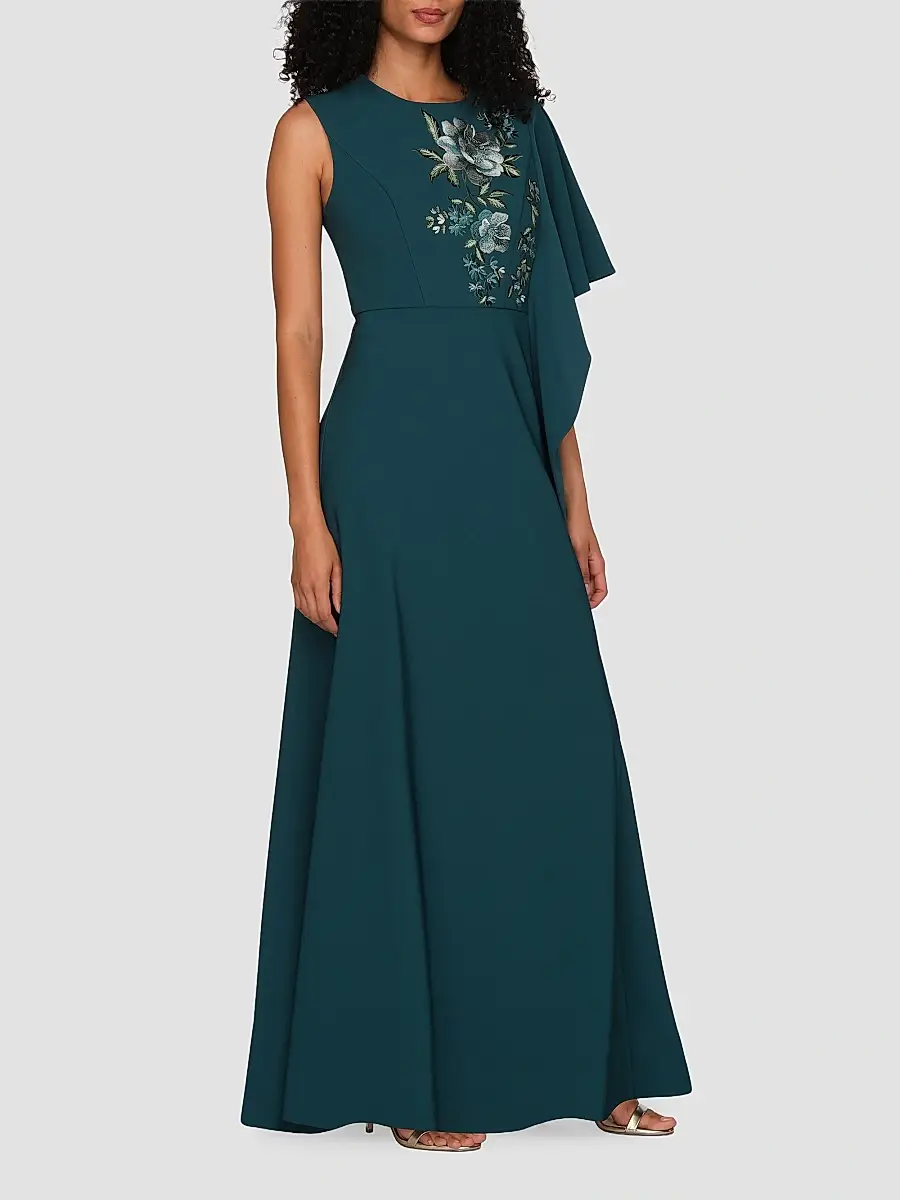 Kay Unger Women's Alisha Floral-Embroidered Caftan Gown | Thumbnail 2 Kay Unger Women's Alisha Floral-Embroidered Caftan Gown | Thumbnail 2