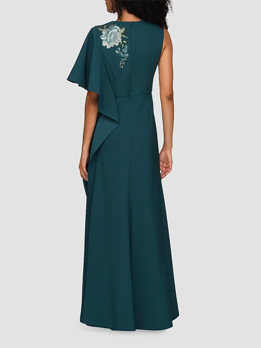Kay Unger Women's Alisha Floral-Embroidered Caftan Gown | Thumbnail 4 Kay Unger Women's Alisha Floral-Embroidered Caftan Gown | Thumbnail 4