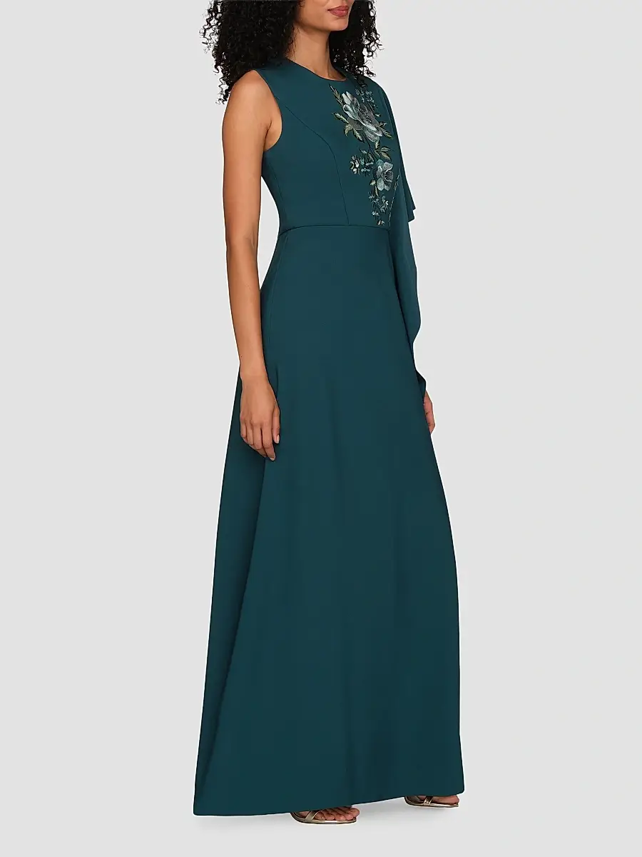 Kay Unger Women's Alisha Floral-Embroidered Caftan Gown | Thumbnail 7 Kay Unger Women's Alisha Floral-Embroidered Caftan Gown | Thumbnail 7