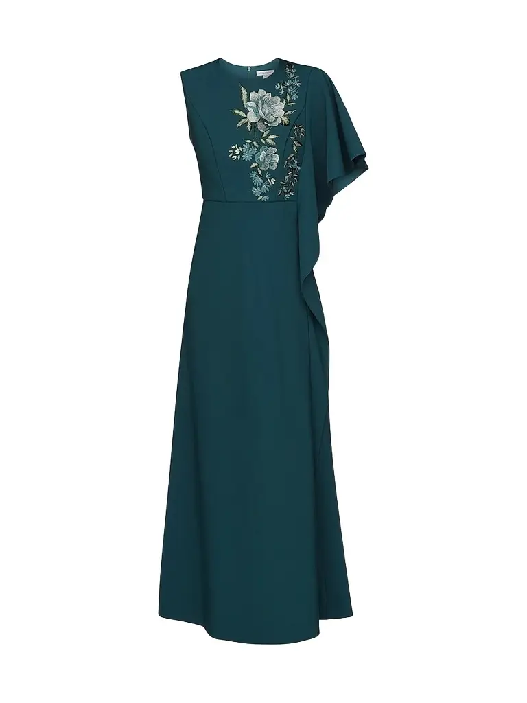 Kay Unger Women's Alisha Floral-Embroidered Caftan Gown