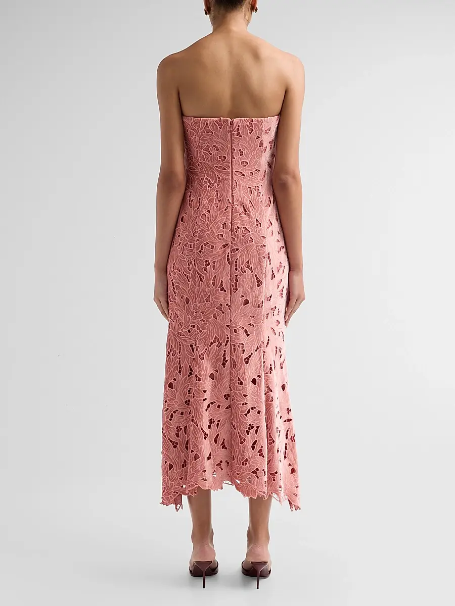 As It May Women's Aurelie Strapless Velvet Lace Midi Dress | Thumbnail 3 As It May Women's Aurelie Strapless Velvet Lace Midi Dress | Thumbnail 3