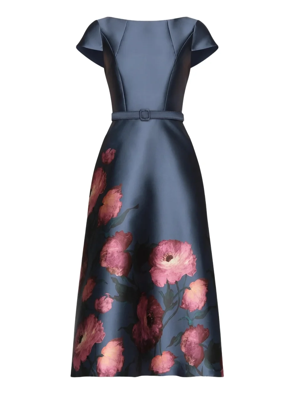 Kay Unger Women's Ina Mikado Poppy Tea-Length Cocktail Dress