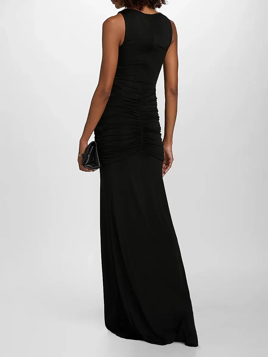 Lapointe Women's Jersey Sleeveless Shirred Gown | Thumbnail 5 Lapointe Women's Jersey Sleeveless Shirred Gown | Thumbnail 5