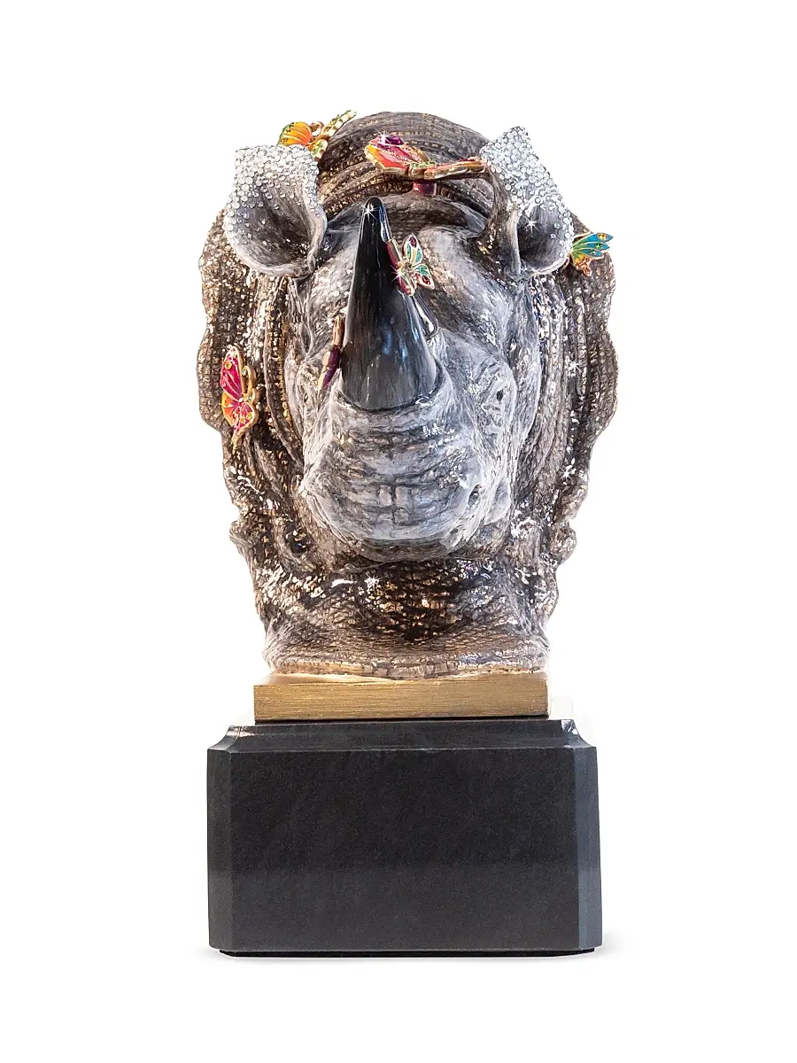 Jay Strongwater Rhino Bust With Butterflies Object - Jungle | Thumbnail 3 Jay Strongwater Rhino Bust With Butterflies Object - Jungle | Thumbnail 3