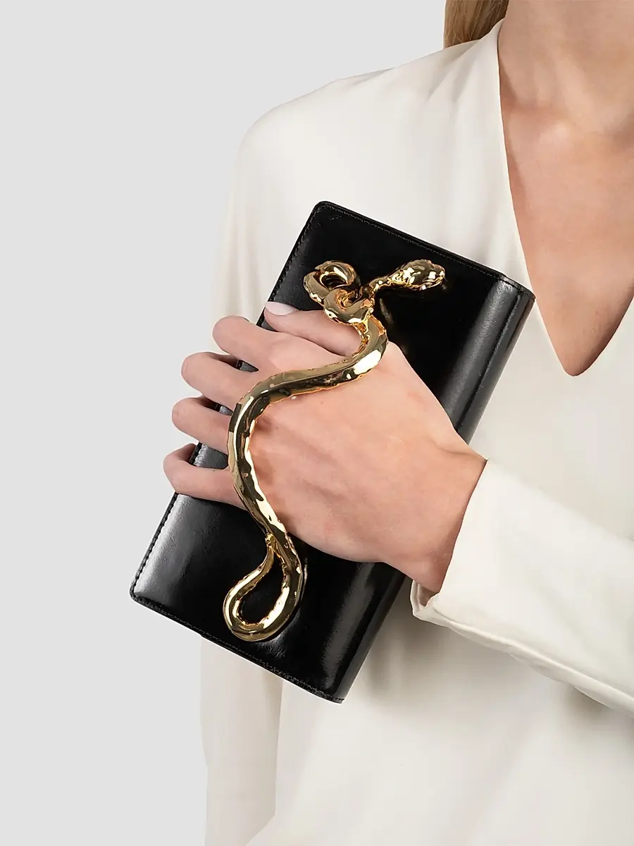 ALEXIS BITTAR Women's 14K-Gold-Plated & Leather Clutch - Black | Thumbnail 2 ALEXIS BITTAR Women's 14K-Gold-Plated & Leather Clutch - Black | Thumbnail 2