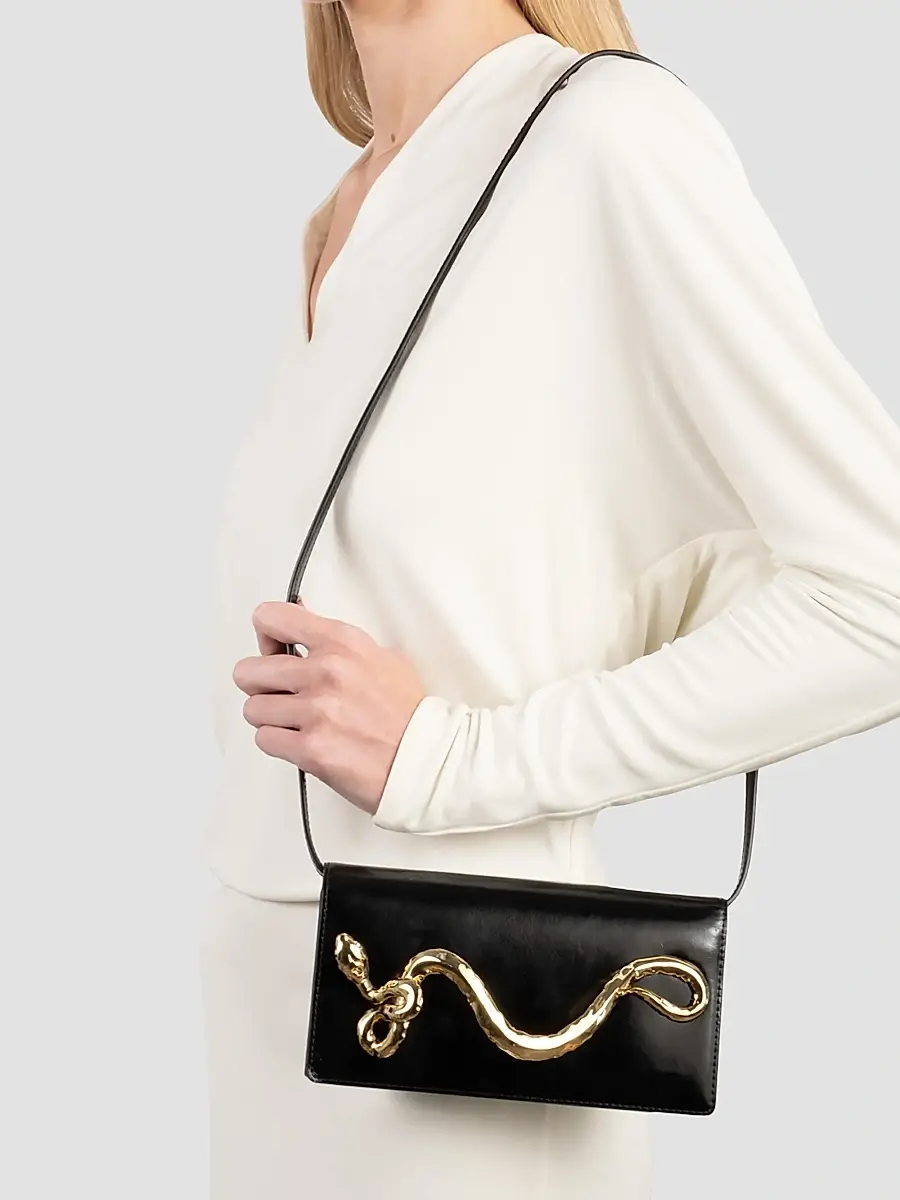 ALEXIS BITTAR Women's 14K-Gold-Plated & Leather Clutch - Black | Thumbnail 3 ALEXIS BITTAR Women's 14K-Gold-Plated & Leather Clutch - Black | Thumbnail 3
