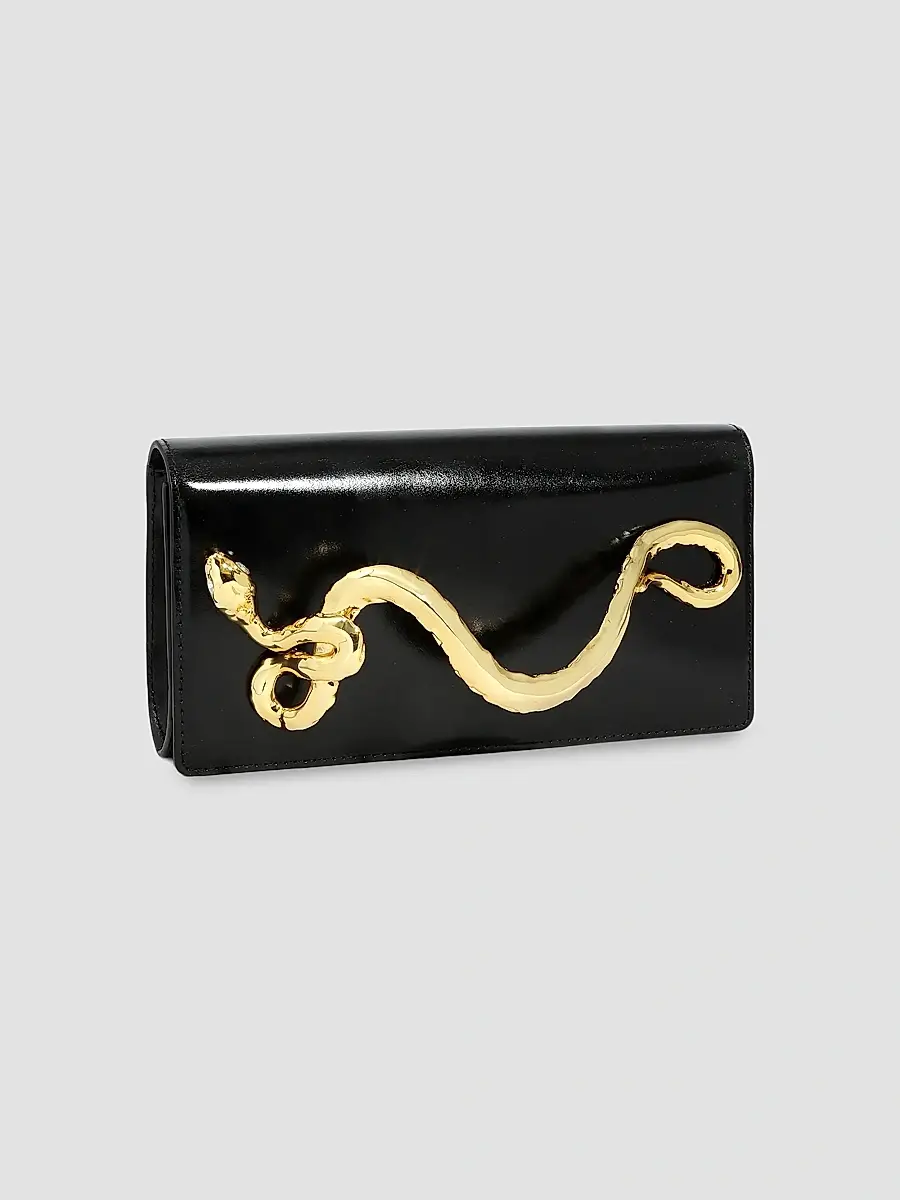 ALEXIS BITTAR Women's 14K-Gold-Plated & Leather Clutch - Black | Thumbnail 5 ALEXIS BITTAR Women's 14K-Gold-Plated & Leather Clutch - Black | Thumbnail 5