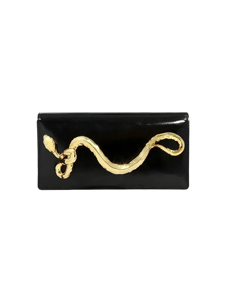 ALEXIS BITTAR Women's 14K-Gold-Plated & Leather Clutch - Black | Image 1 ALEXIS BITTAR Women's 14K-Gold-Plated & Leather Clutch - Black | Image 1