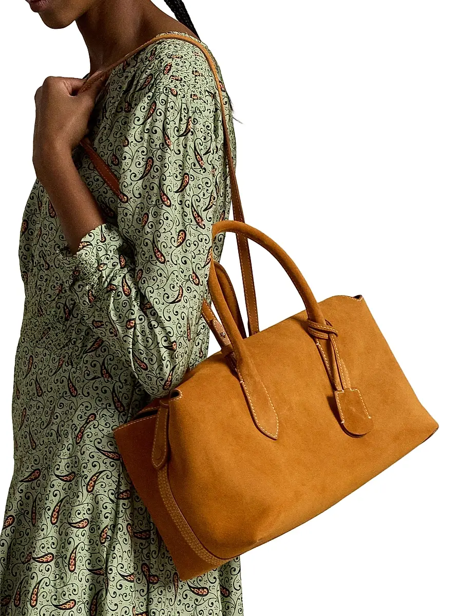 Polo Ralph Lauren Women's Bellport Suede Top Handle Bag | Thumbnail 3 Polo Ralph Lauren Women's Bellport Suede Top Handle Bag | Thumbnail 3