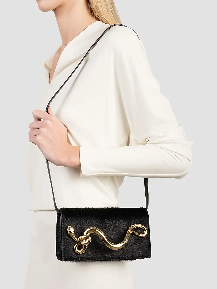 ALEXIS BITTAR Women's 14K-Gold-Plated & Calf Hair Serpent Handle Clutch | Thumbnail 2