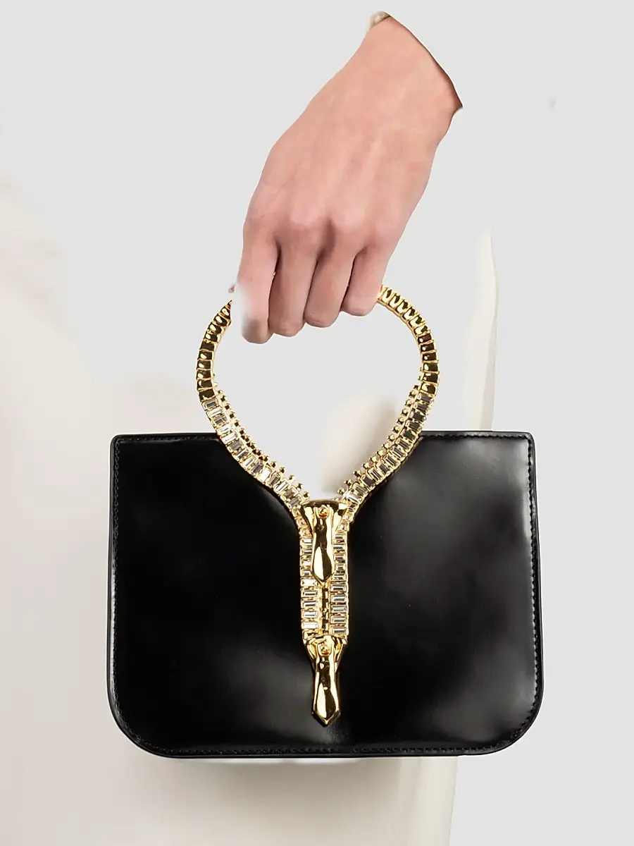 ALEXIS BITTAR Women's 14K-Gold-Plated Zipper & Leather Top Handle Bag | Thumbnail 2 ALEXIS BITTAR Women's 14K-Gold-Plated Zipper & Leather Top Handle Bag | Thumbnail 2