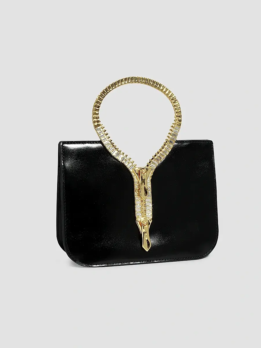 ALEXIS BITTAR Women's 14K-Gold-Plated Zipper & Leather Top Handle Bag | Thumbnail 4 ALEXIS BITTAR Women's 14K-Gold-Plated Zipper & Leather Top Handle Bag | Thumbnail 4
