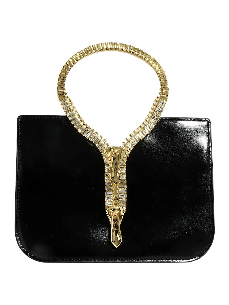 Women's 14K-Gold-Plated Zipper & Leather Top Handle Bag