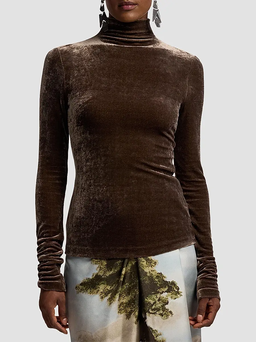 Ralph Lauren Collection Women's Ilene Velour Mockneck Top | Thumbnail 4 Ralph Lauren Collection Women's Ilene Velour Mockneck Top | Thumbnail 4