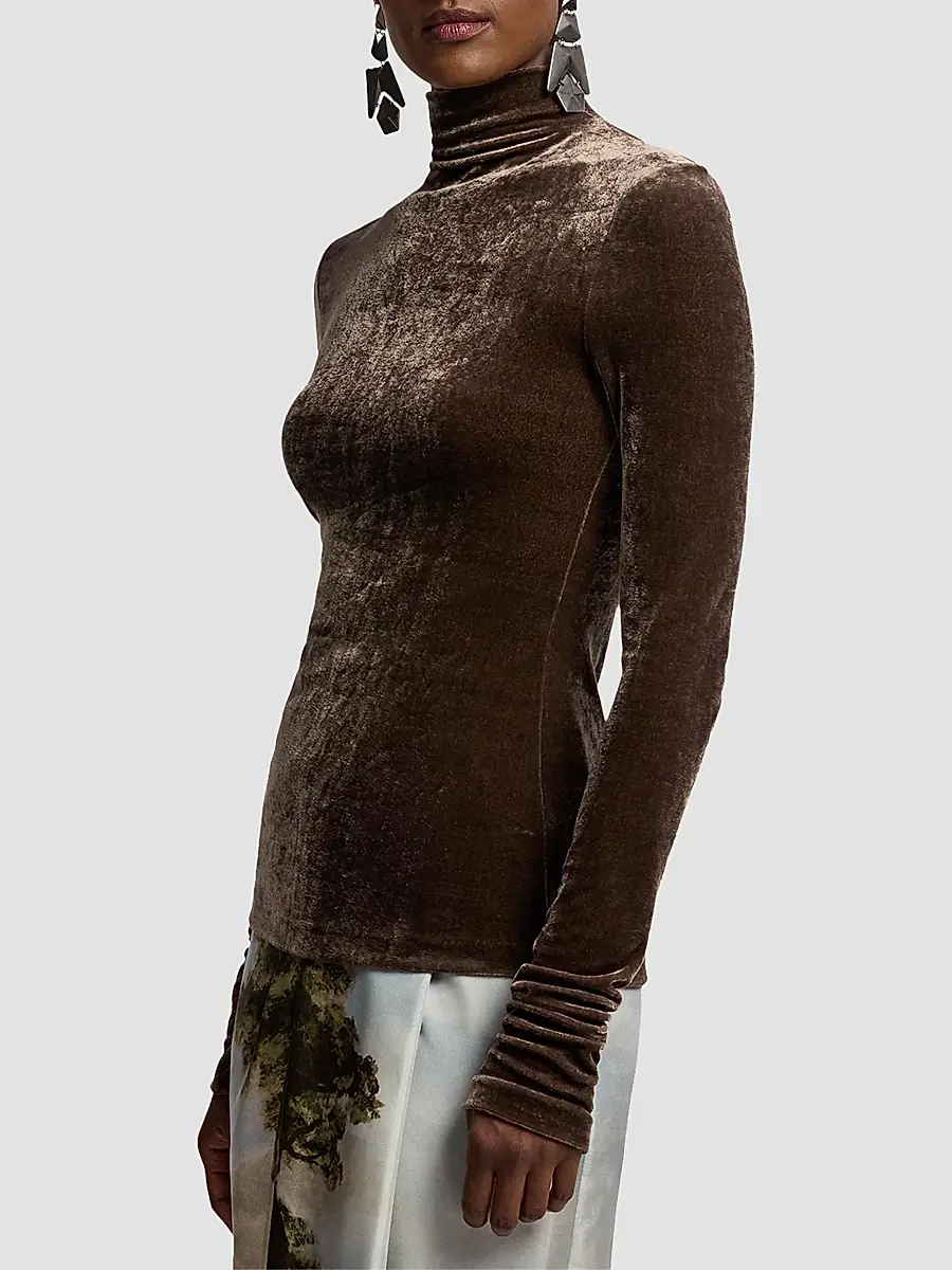 Ralph Lauren Collection Women's Ilene Velour Mockneck Top | Thumbnail 5 Ralph Lauren Collection Women's Ilene Velour Mockneck Top | Thumbnail 5