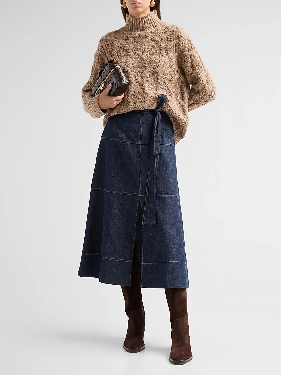 TANYA TAYLOR Women's Opaline Cable-Knit Turtleneck Sweater | Thumbnail 2