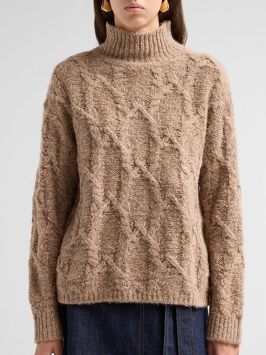 TANYA TAYLOR Women's Opaline Cable-Knit Turtleneck Sweater | Thumbnail 5