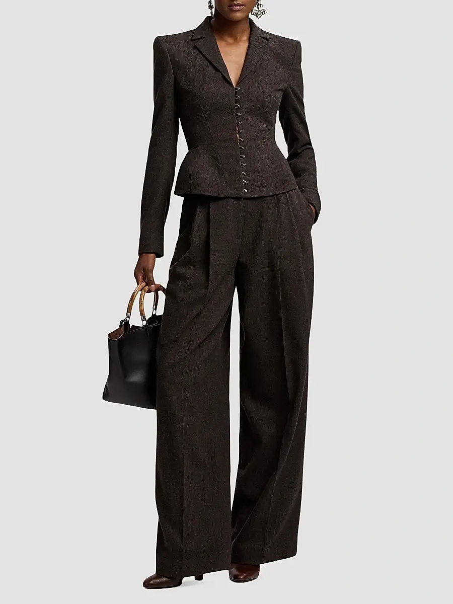 Ralph Lauren Collection Women's Joleene Herringbone Wool Flannel Jacket | Thumbnail 2 Ralph Lauren Collection Women's Joleene Herringbone Wool Flannel Jacket | Thumbnail 2